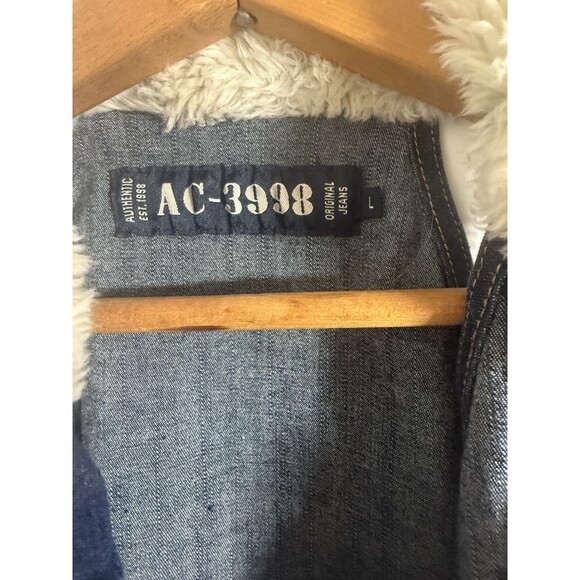 VTG AC-3998 Denim Jumpsuit Womens L Sherpa Collar Dark Wash Bootcut Y2K Festival - Picture 8 of 14